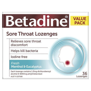 BETADINE Sore Throat Lozenge Menthol & Eucalyptus 36