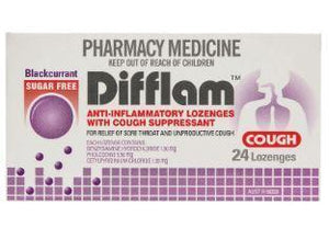 Difflam Cough Lozenge Blackcurrant Sugar Free 24