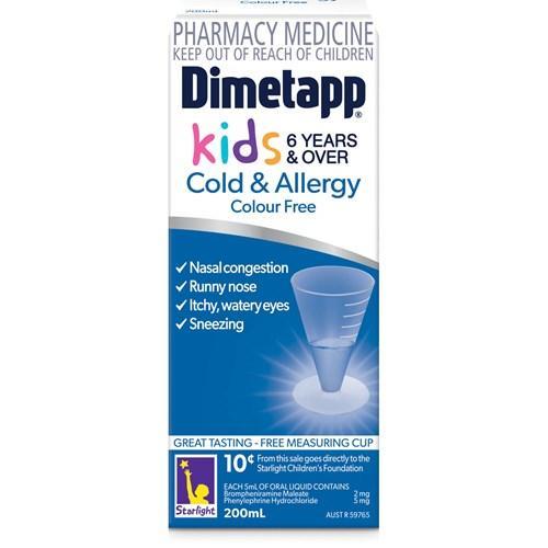 Dimetapp Cold & Allergy Kids Colour Free 200ml