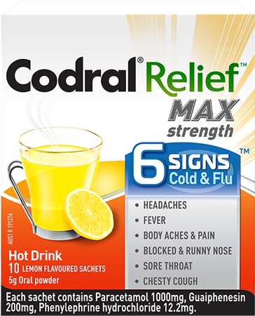 Codral Relief 6 Signs Hot Drink 10 Sachets