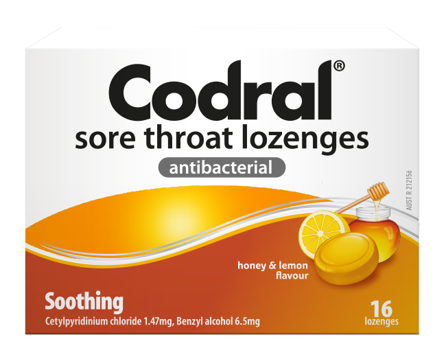 Codral Sore Throat Lozenge Honey Lemon 16