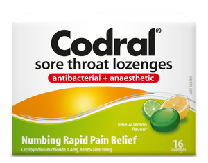 Codral Sore Throat Lozenge Lime Lemon 16