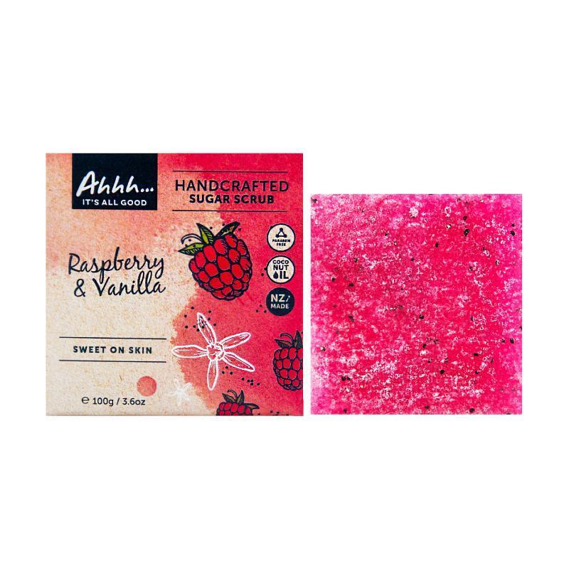 Ahhh Raspberry and Vanilla Sugar Scrub Bar 100g