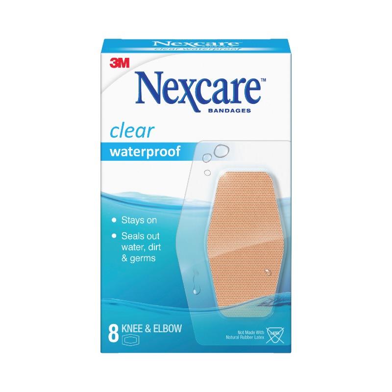 Nexcare Waterproof Clear Bandages Knee/Elbow 8's