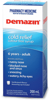 Demazin Cold Relief Colour Free Syrup 200ml