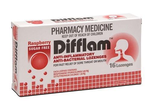 Difflam Raspberry Sugar Free 16 Lozenges