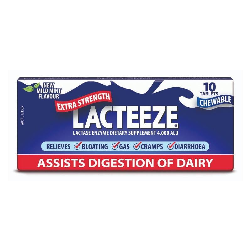 Lacteeze Extra Strength Chewable Tablets 10