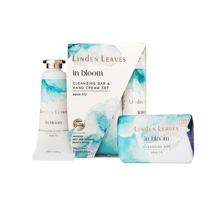 Linden Leaves Aqua Lily Hand Cream And Cleansing Bar Set