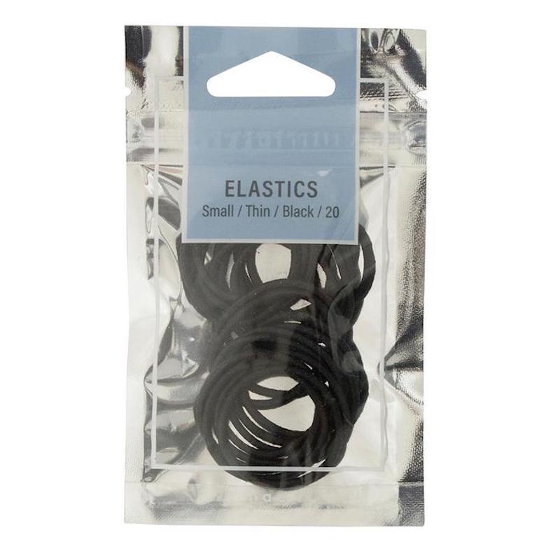 Mae Thin Small Elastics Black 20 Pack