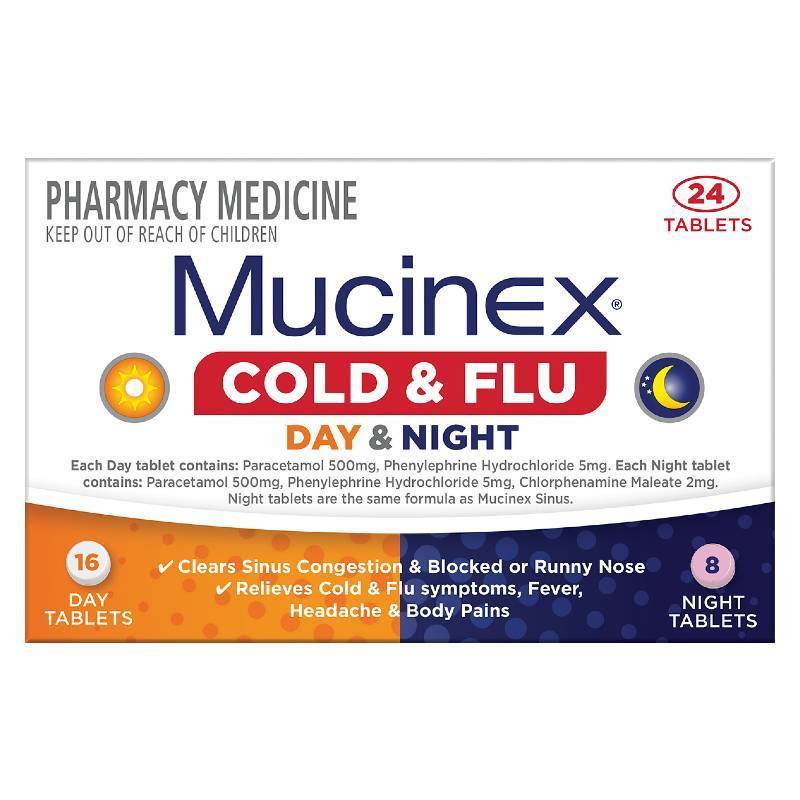 Mucinex Cold & Flu Day & Night 24 Tablets