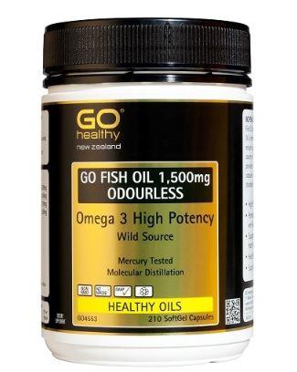 GO Healthy GO Fish Oil 1500mg ODOURLESS Capsules 210