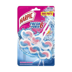 Harpic Fresh Power 6 Toilet Block Cleaner Tropical Blossom Duo Pack 39g