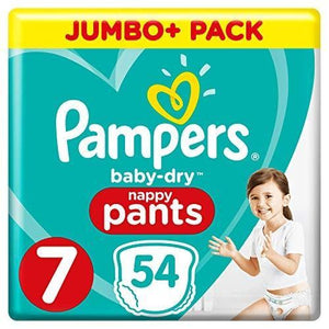 PAMPERS Baby-Dry Nappy Pants Size 7, 17+kg 54 Pack