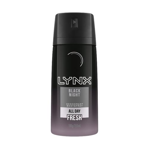 Lynx Men Body Spray Aerosol Deodorant Black Night 155ml