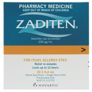 ZADITEN SDU Eye Drops 0.4ml 20pk